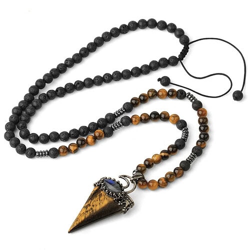 Kette aus Vulkangestein und Tigerauge