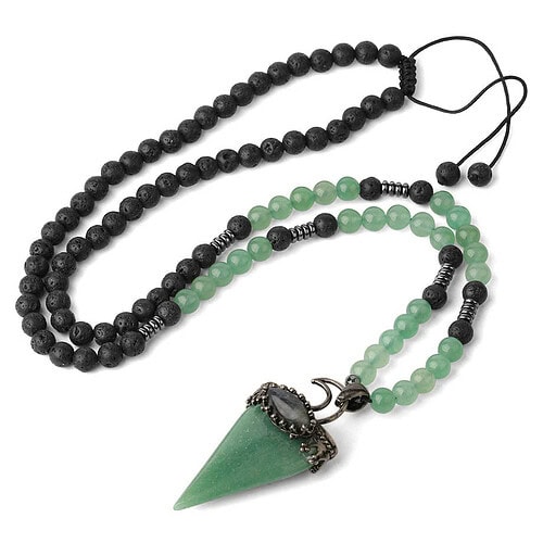 Kette aus Vulkangestein und Grüner Aventurin