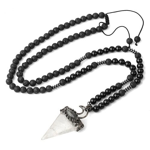 Kette aus Vulkangestein und Bergkristall