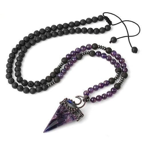 Kette aus Vulkangestein und Amethyst