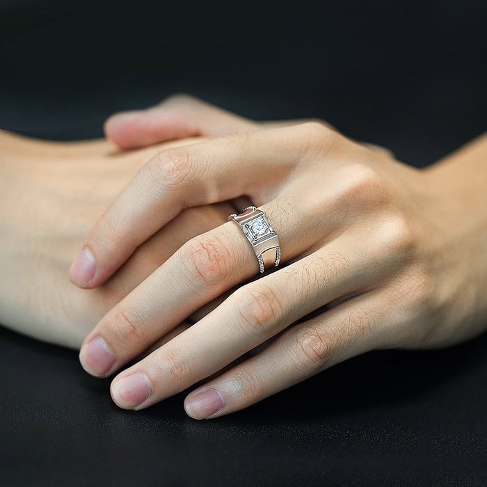 Herren Ringe Silber Zirkonia