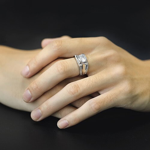 Silber Ring Herren Zirkonia