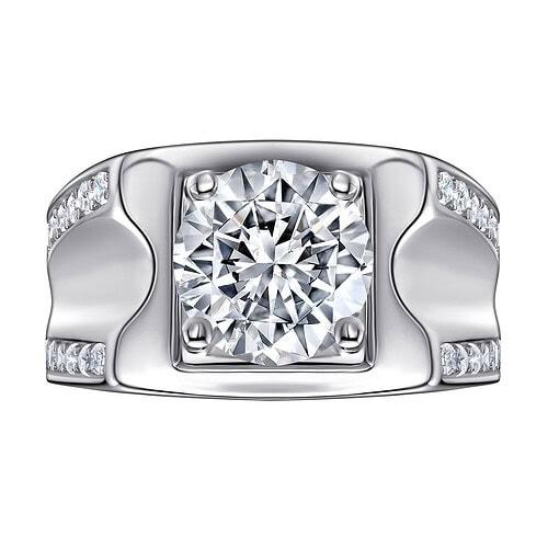 Silber Ring Herren Zirkonia