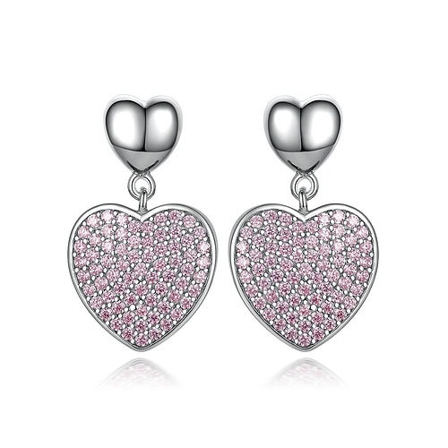 Herz Ohrringe weißgold mit rosa Zirkonia