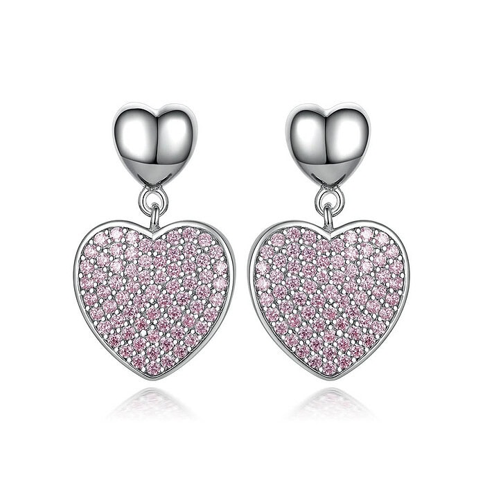 Herz Ohrringe weißgold mit rosa Zirkonia
