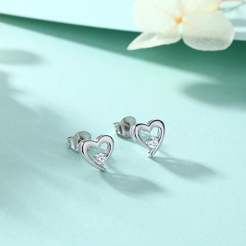 Herzohrringe Silber mit Zirkonia