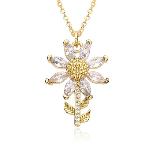 Blume Kette Mit Zirkonia
