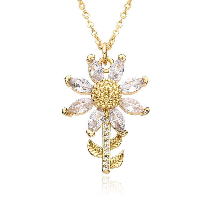 Blume Kette Mit Zirkonia