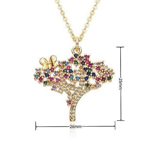 Lebensbaum Kette mit Zirkonia