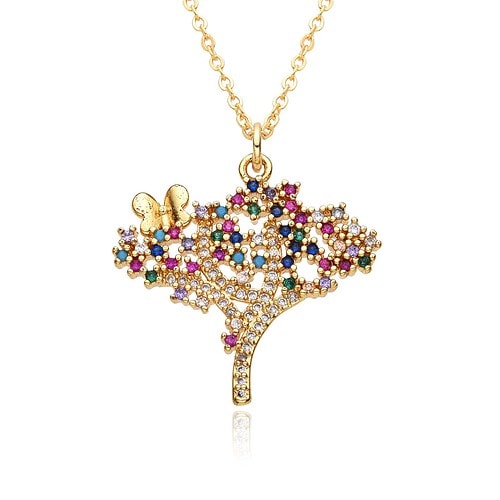 Lebensbaum Kette mit Zirkonia