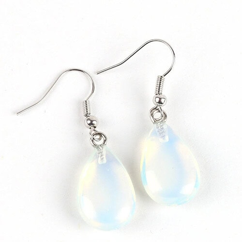 Silber Hängend Ohrringe mit Anhänger aus Opal Stein Damen