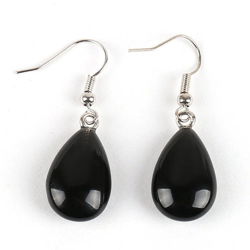 Silber Ohrhänger mit Schwarzer Onyx für Frauen und Männer