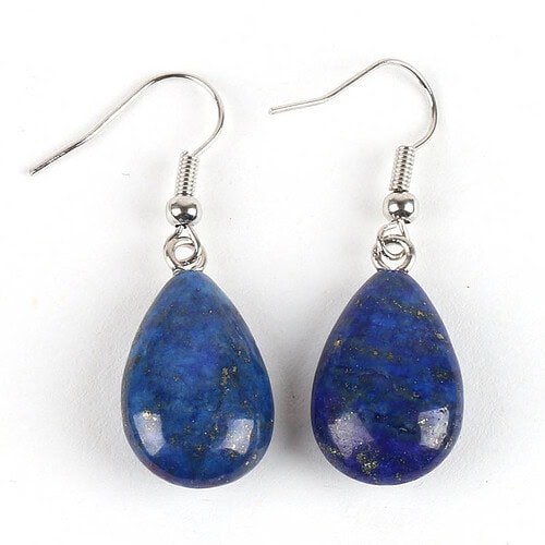 Blaue Natürlichem Lapislazuli Ohrringe Hängend Silber Damen