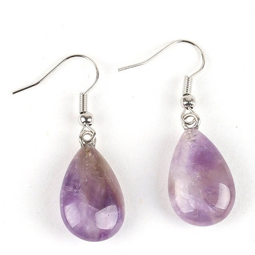 Silber Hängend Ohrringe Natürlichem Amethyst