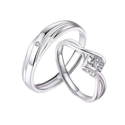 Partnerring Schmal Weißgold