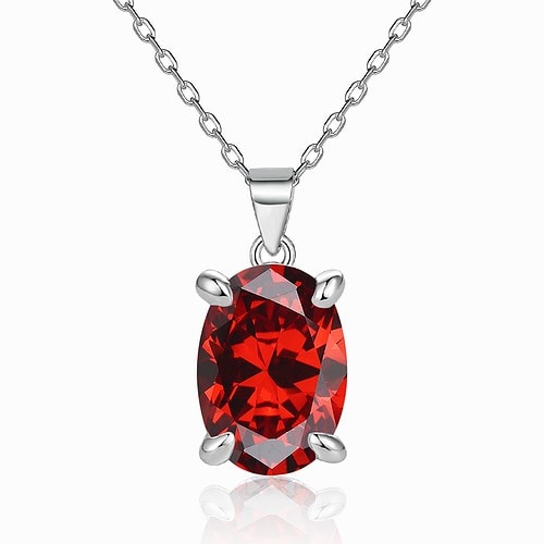 Geburtsstein Kette Silber Oval
