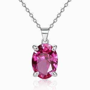 Geburtsstein Kette Silber Oval