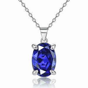 Geburtsstein Kette Silber Oval