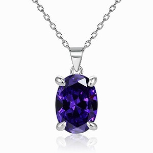 Geburtsstein Kette Silber Oval