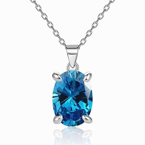 Geburtsstein Kette Silber Oval