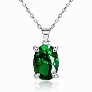 Geburtsstein Kette Silber Oval