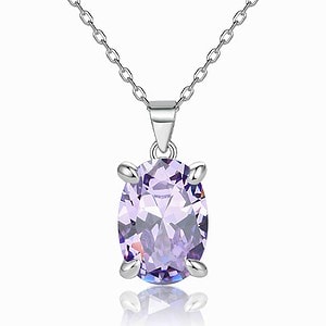 Geburtsstein Kette Silber Oval