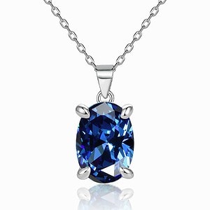 Geburtsstein Kette Silber Oval