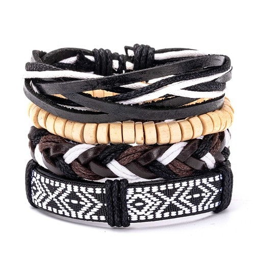 Boho Armband Leder Geflochten