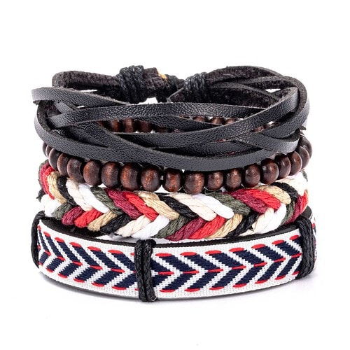 Leder Armband Makramee