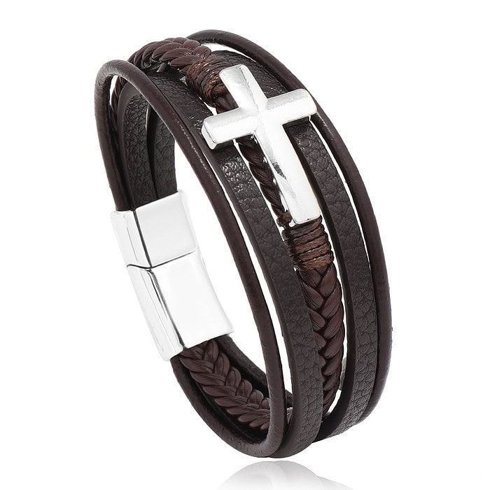 Lederarmband mit kreuz