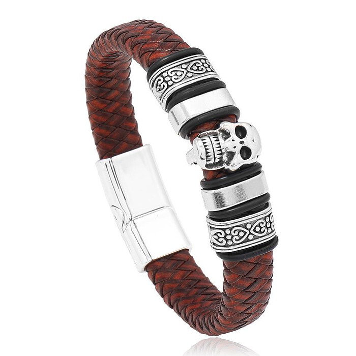 Lederarmband Mit Totenkopf