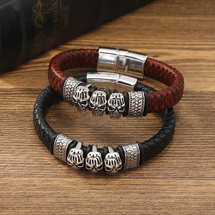 Lederarmband Mit Totenkopf