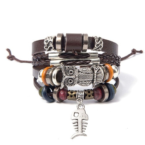 Armband Fischgräte Leder