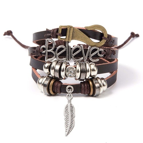 Feder Armband Leder
