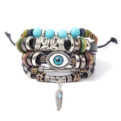 Augen Armband Leder