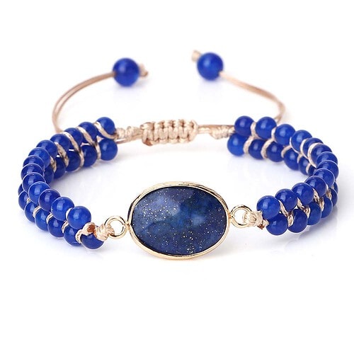 Makramee Armband Lapislazuli