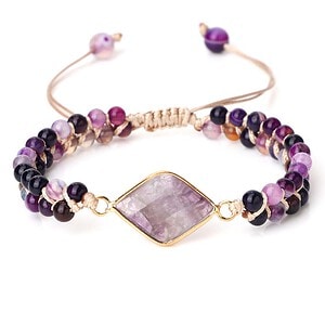 Makramee Armband Naturstein lila