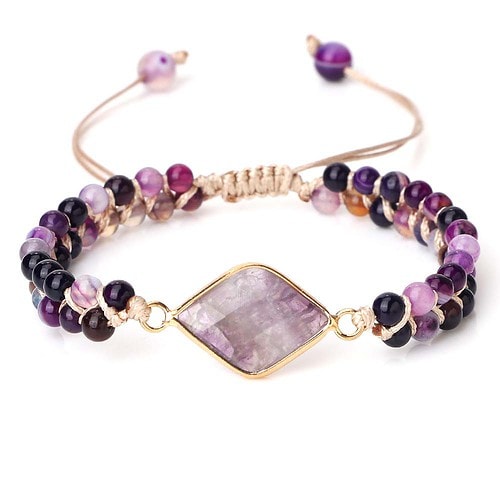 Makramee Armband Naturstein lila