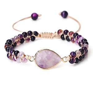 Makramee Armband Naturstein lila