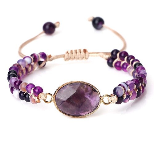 Makramee Armband Naturstein lila