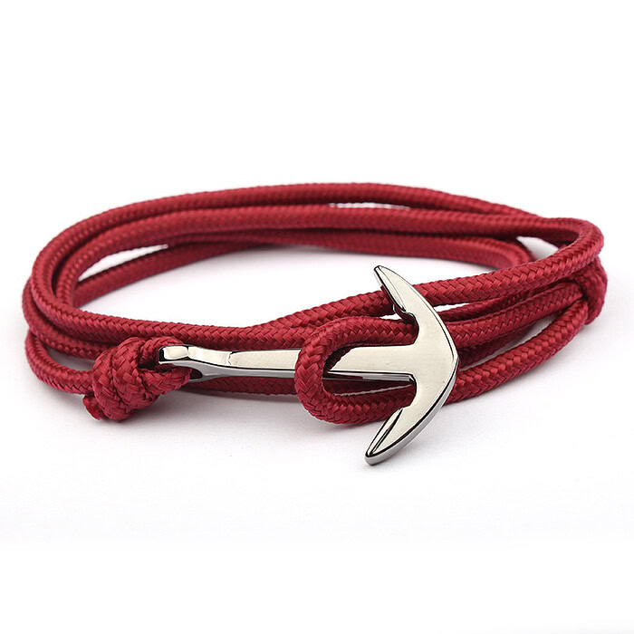 Herren Armband Schnur Weinrot
