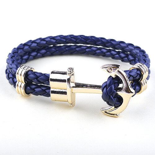 Flechten Leder Armband Blau