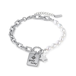Süßwasserperlen Armband Good Luck