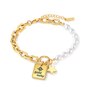 Süßwasserperlen Armband Good Luck