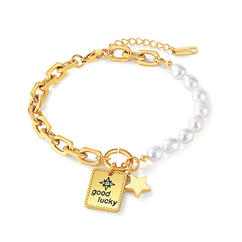 Süßwasserperlen Armband Good Luck
