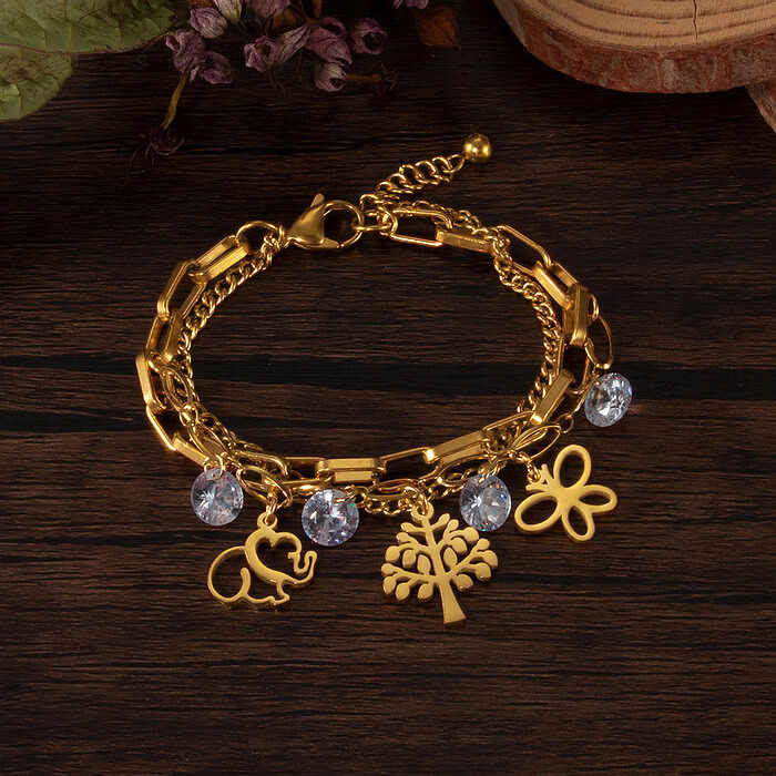 Armband Mit Anhänger Elefant Schmetterling