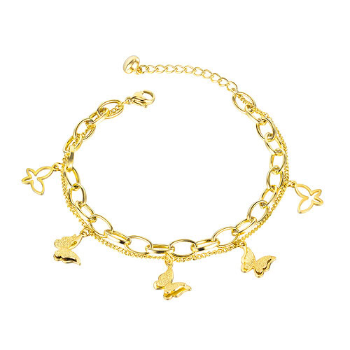 Damen Charm Armband Gold mit Schmetterling