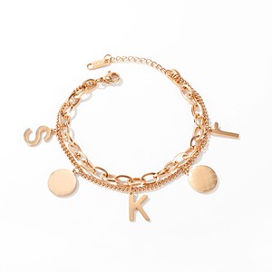 Damen Roségold Charm Armband Mit den Buchstaben R, K , S und Gliederarmband