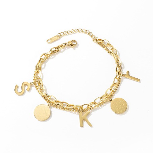 Charm Armband Mit Buchstaben Gold