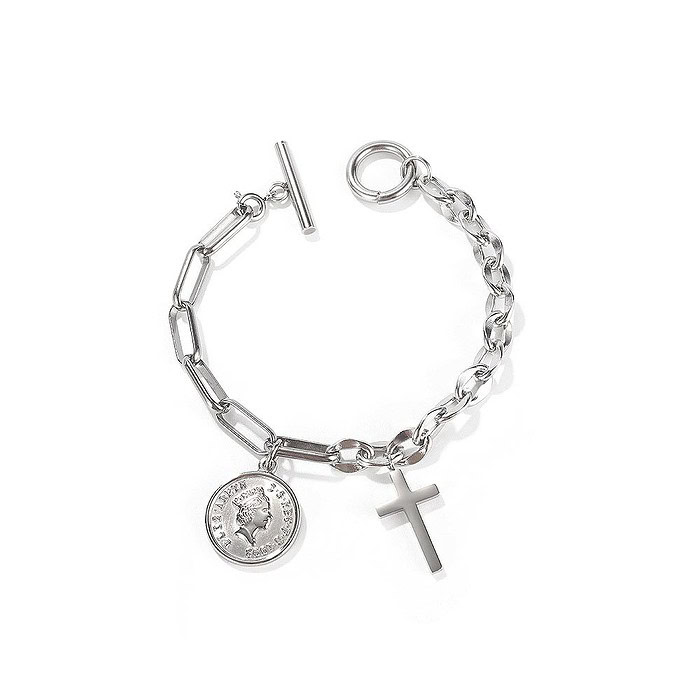 Titan Charm Armband Mit Kreuz Anhänger und Gliederarmband für Damen